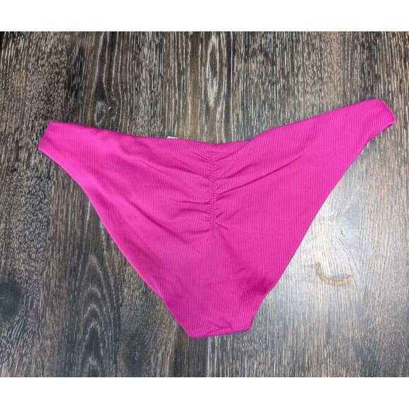 Becca Hot Pink Swimsuit Bottom Large Ribbed Adela - Picture 1 of 7